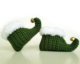 Elf Slippers, Elf Baby Booties, Crochet Baby Shoes Newborn - 24 Months Dark Sage, RoyalCrownHandmade