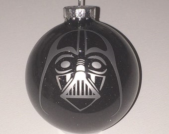 Star Wars Inspired Darth Vader Christmas Glitter Ornament 3.25" Glass Ball