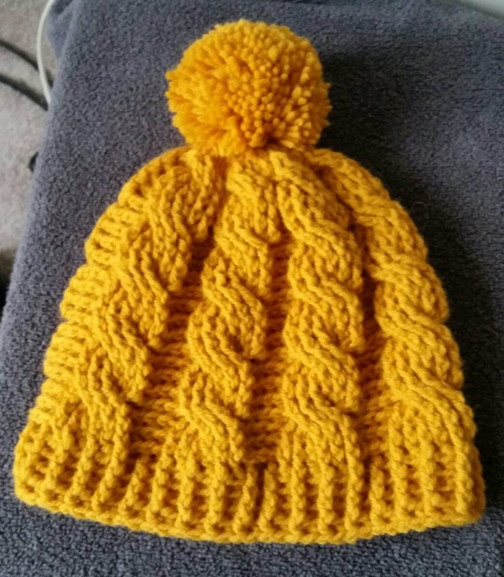 mustard bobble hat