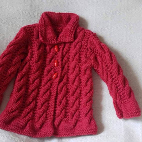 red knitted jacket