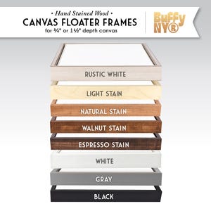 Marco flotante para lienzo / Marcos de galería de madera maciza de tamaño personalizado para obras de arte de 3/4 o 1,5 pulgadas de profundidad - Incluye herrajes para montaje y suspensión / Buffy NY