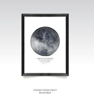 Sterrenbeeld ster kaart aquarel maan nachtelijke hemel planeten. Huwelijksdatum eerste verjaardag cadeau verjaardag. Katoen Canvas Art Print & frame