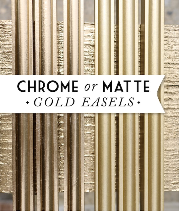 CHROME GOLD Easel . Large Metallic Wood Wedding Floor Stand