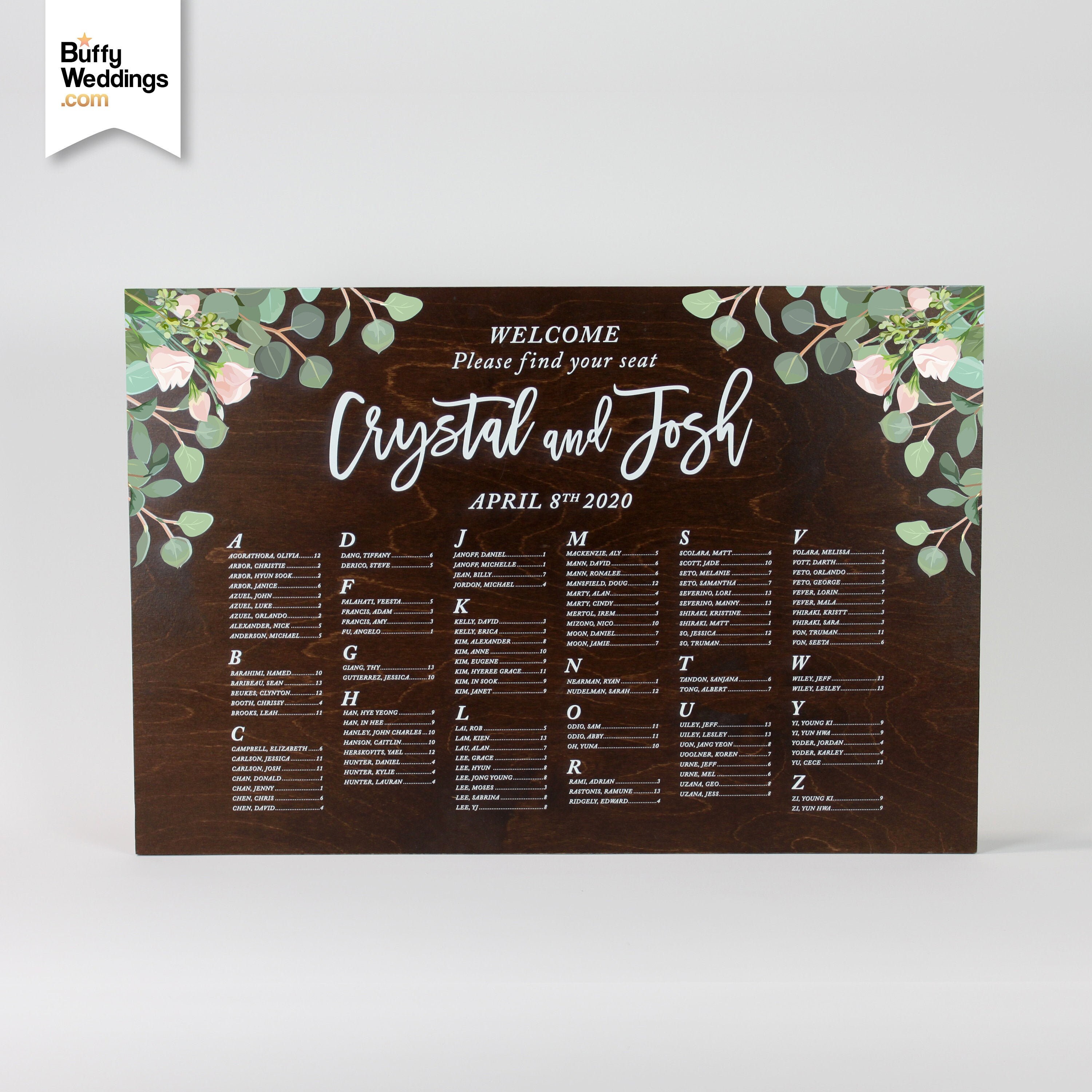 Wood Seating Chart & Easel . Alphabetical Silver Dollar Etsy