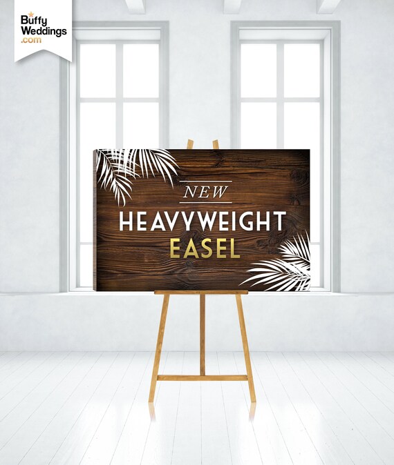 Heavy Weight Natural Wood Easel Holds 65lbs . 5ft Wedding Art Stand for  Signs up to 50 Wood Acrylic Mirror, Large Frames, Flat Screen TV 