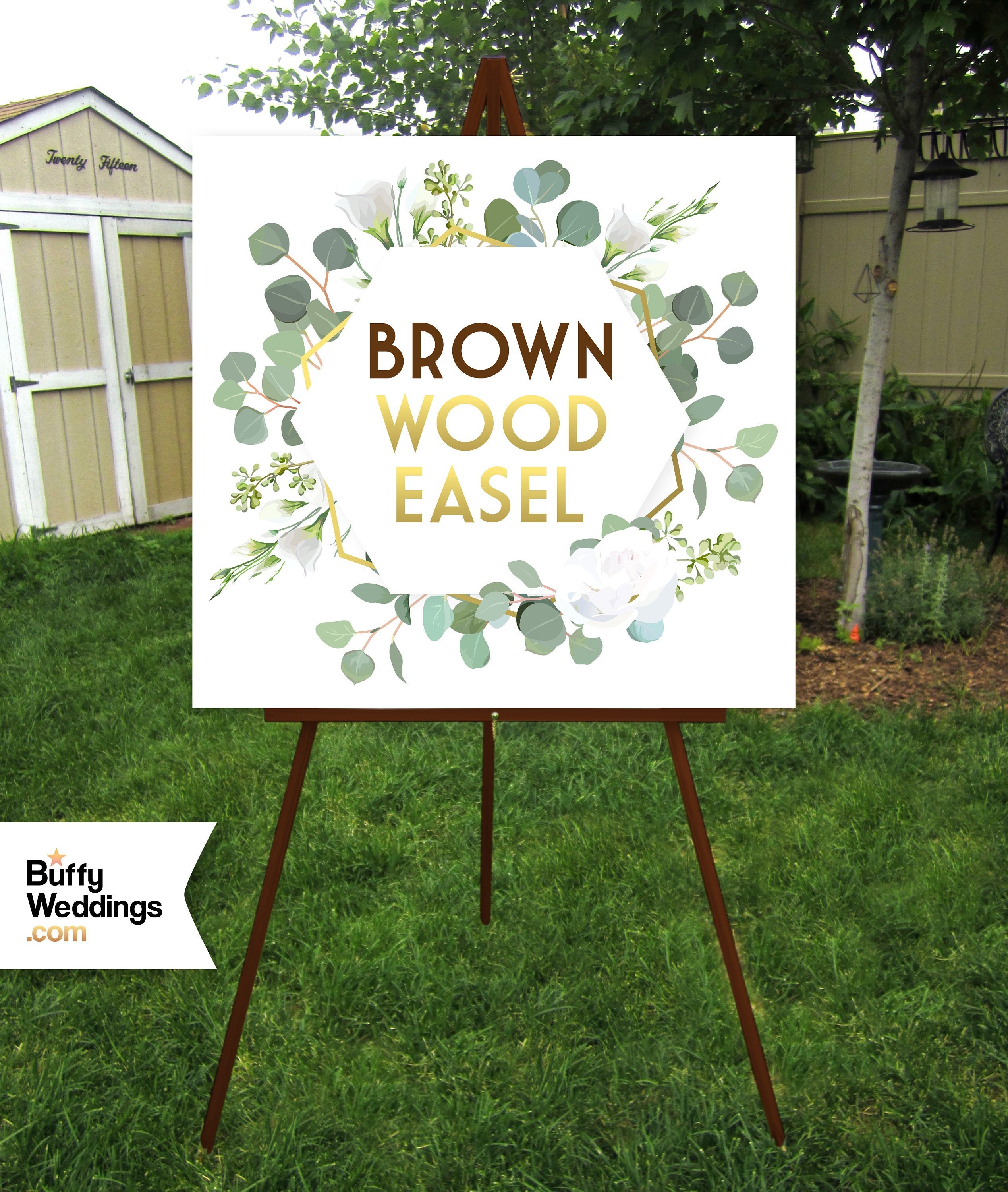 BROWN Easel . 66 Inch Solid Wood Wedding Sign Easel Floor Stand Display  Large Signs up to 30 X 40 Art, Foam Board, Canvas, Wood, Acrylic 