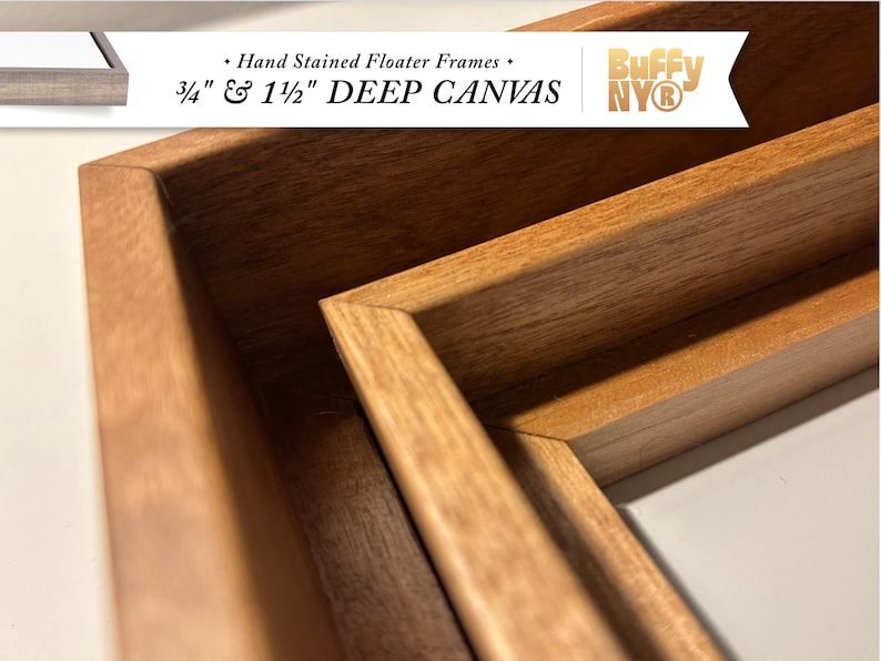 Floater Frame Sample Corners | Custom Wood Frame Finish Samples | Solid Maple & Poplar Stained or Painted - Try Before You Buy | Buffy NY image 5