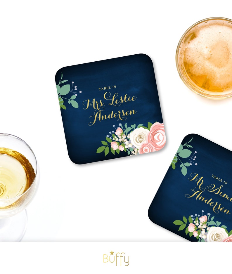 The JENNY . Escort Drink Coasters & Guest Names . Gold Etsy