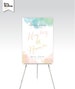 Watercolor Calligraphy Welcome Wedding Sign . Sunset Beach White Blush Pink Yellow Gold Teal Blue Water Waves . PRINTING . EASELS & FRAMES 