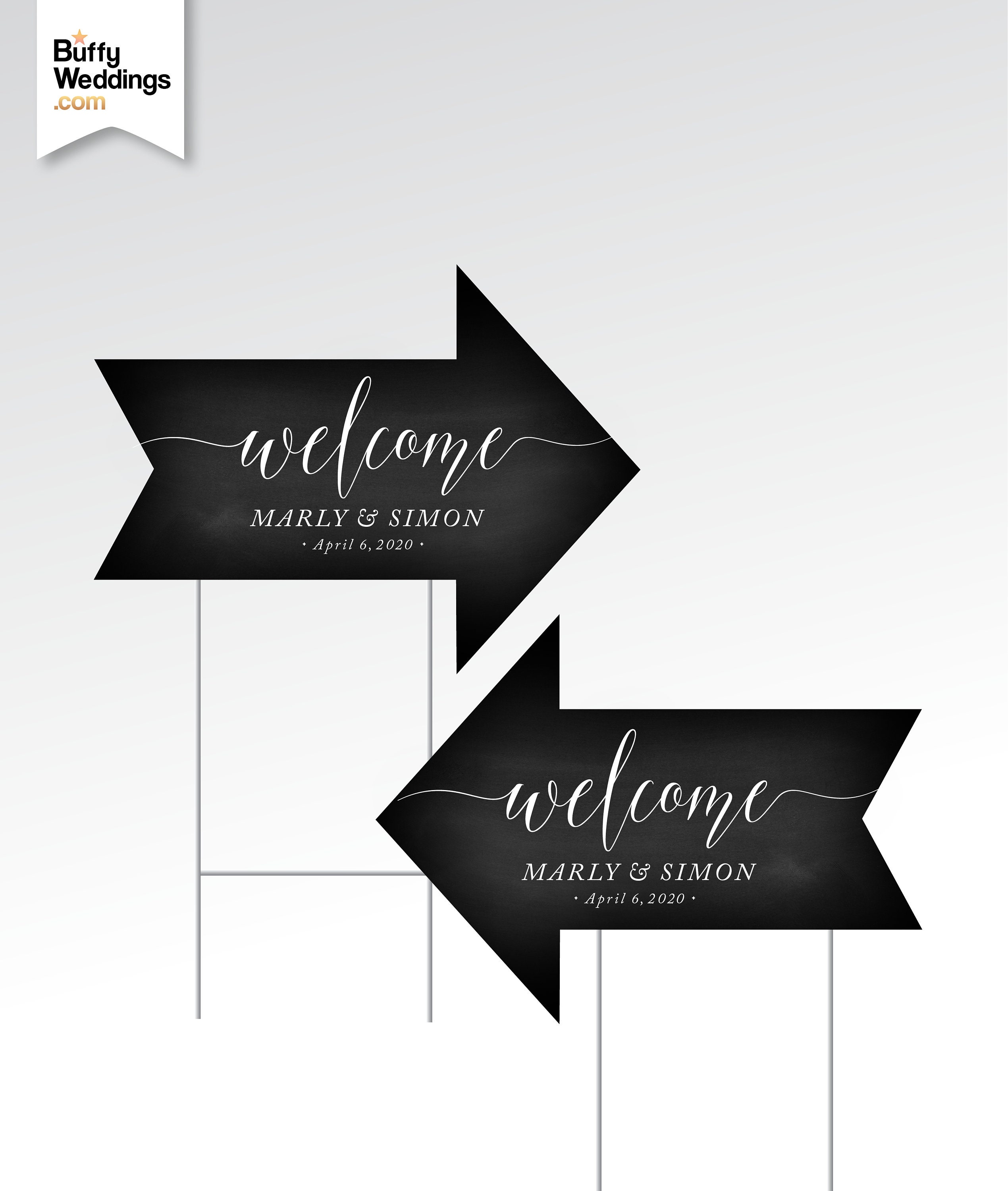Directional Wedding Arrow Black White Calligraphy 18 X 24 Etsy New Zealand