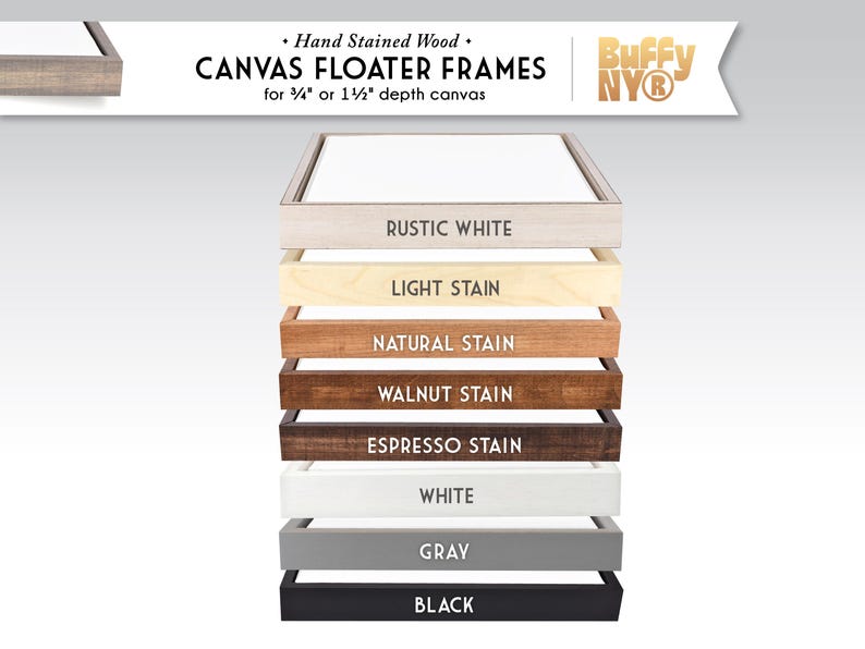Floater Frame Sample Corners | Custom Wood Frame Finish Samples | Solid Maple & Poplar Stained or Painted - Try Before You Buy | Buffy NY image 2