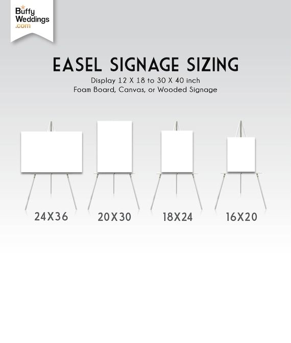 White Easel for Weddings Easel Stand for Sign Easel Stand Solid Wood Easel,  White Wedding Easel up to 20lbs, up to 30 X 40 Inches 