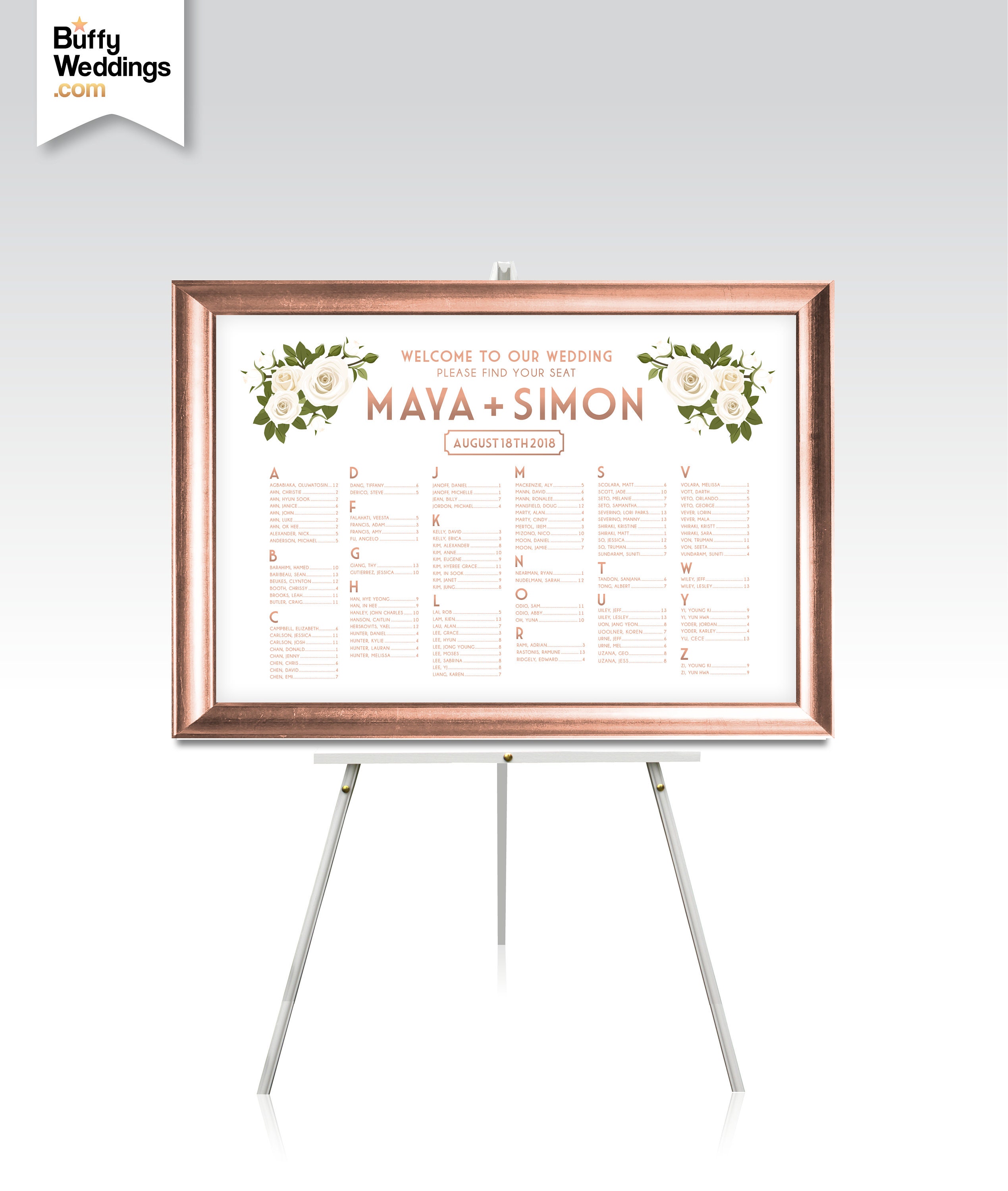 24 x 36 Framed Seating Chart . RUSTIC BROWN Solid Pine Wood Etsy