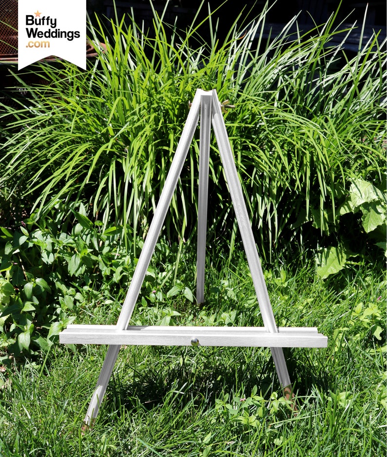 White Small Table Easel . Wedding Sign Wooden Easel Stand Gold Etsy