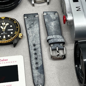 Leather watch strap 20mm, Blue watch strap, Gift Ideas for him, Men Watch Strap, 20mm Watch Strap, 19mm Watch Band 18mm, Smart Watch Band