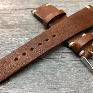 Pasek do zegarka ze skóry, 20 mm męski pasek do zegarka, brązowy pasek do zegarka, prezent noworoczny dla męża, skórzany pasek do zegarka 19 mm, niestandardowy pasek do zegarka