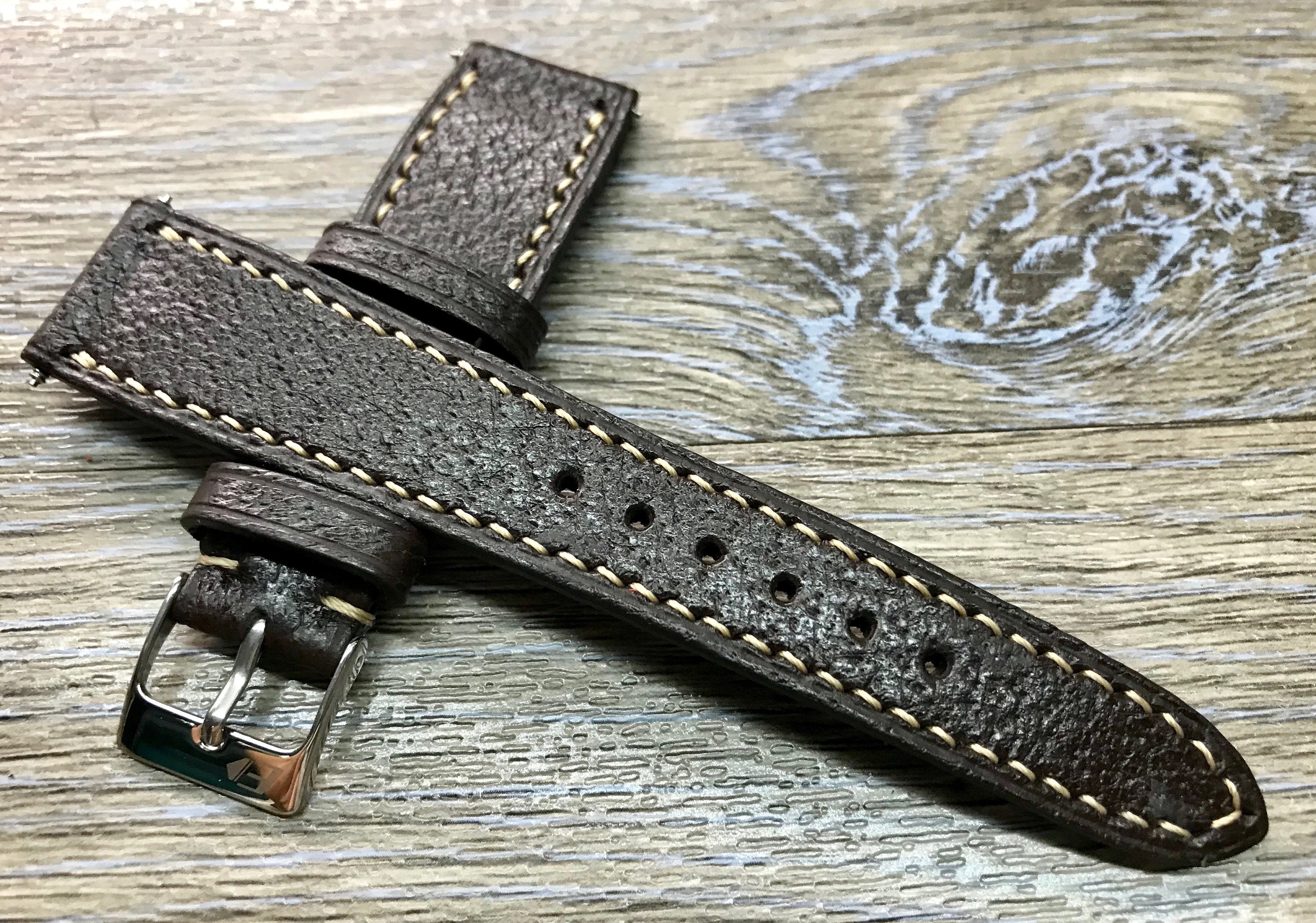 Leather Watch Strap 20mm Leather Watch Band 19mm Distress | Etsy