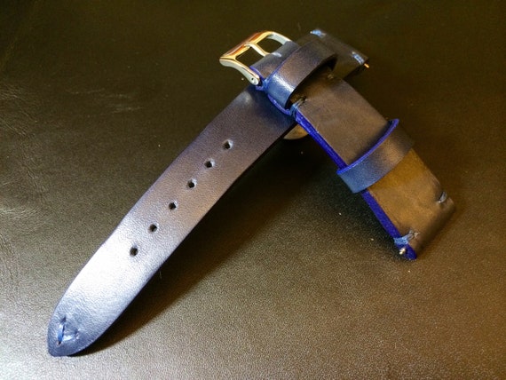 Leather Watch Band, Leather Watch Strap, Blue watch strap, watch band, 20mm strap, 19mm watch strap, 20mm watch band, FREE SHIPPING