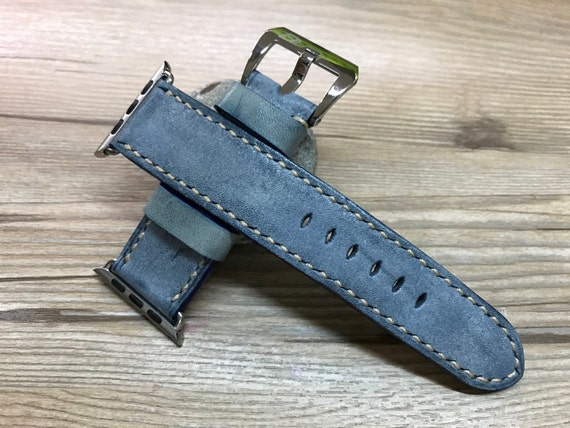 Apple iWatch Band Series 7 45mm, 41mm, Fog Waxed Blue Smartwatch Band, Valentines Day Handmade Gift Ideas, Apple Watch Series 6 44mm 40mm