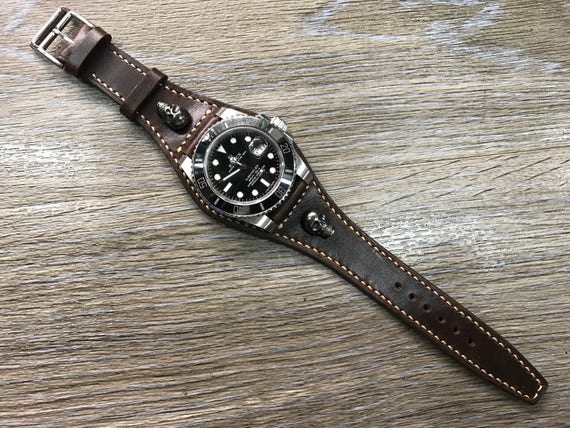 Leather watch strap 20mm, Brown Handmade, Leather Cuff watch band 18mm, Leather Watch Strap, Cuff band, Skull, watchstrap, wrist watch band