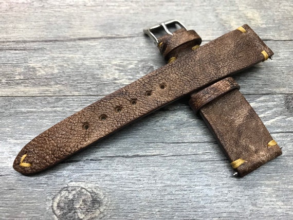 Mens Watch Band Leather, Brown Leather Watch Band Engraved, Watch Strap 20mm, Handmade Leather Watch Band, Valentines Day Gift for Husband