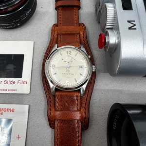 20mm 22mm 19mm 18mm Genuine Leather Watch Strap Band, Leather Cuff Watch Strap, Bund Strap, Birthday Gift Ideas, Brown Leather Watch Band