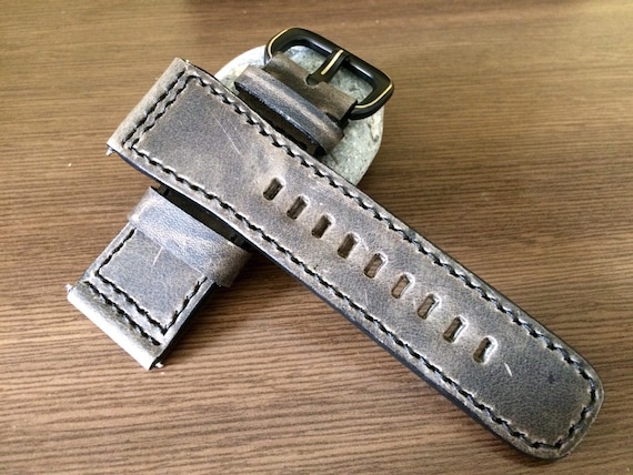 Vintage Grey Genuine Leather Watch Straps in 28mm, 26mm, Mens Wrist Watch Band, Personalise Gift Ideas for husband, Gray Outfit Accessories