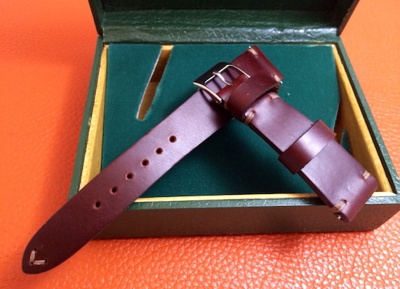 Red Brown Genuine Leather Watch Straps, 20mm Leather Watch Band, 19mm Mens Wristwatch Straps Replacement, Personalise Gift Ideas for him