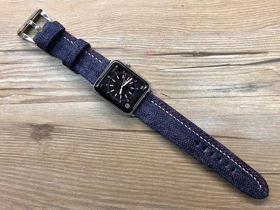 Denim Apple Watch Band 45mm Series 7, Blue iWatch Strap for Series 5, 44mm, Casual Outfit Smart Watch Wrist Accessories, 41mm, 40mm, 42mm