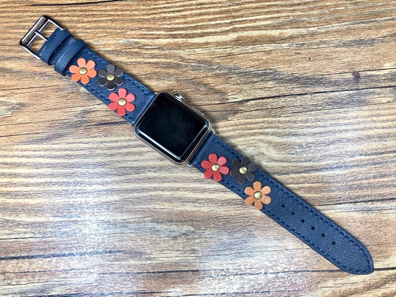 Apple Watch Series 5, Apple Watch Band for Ladies, Single Tour Rallye, Blue Encre, Apple Watch 40mm, Leather Watch Band, Apple Watch Strap