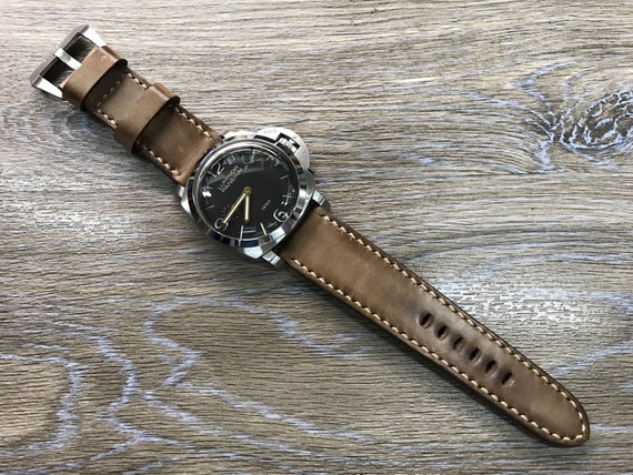Watch Strap 26mm 24mm, Wristwatch Band, Handmade Leather Watch Straps, Watchstrap, Watchband in Brown Distress Leather, Birthday Gift Ideas