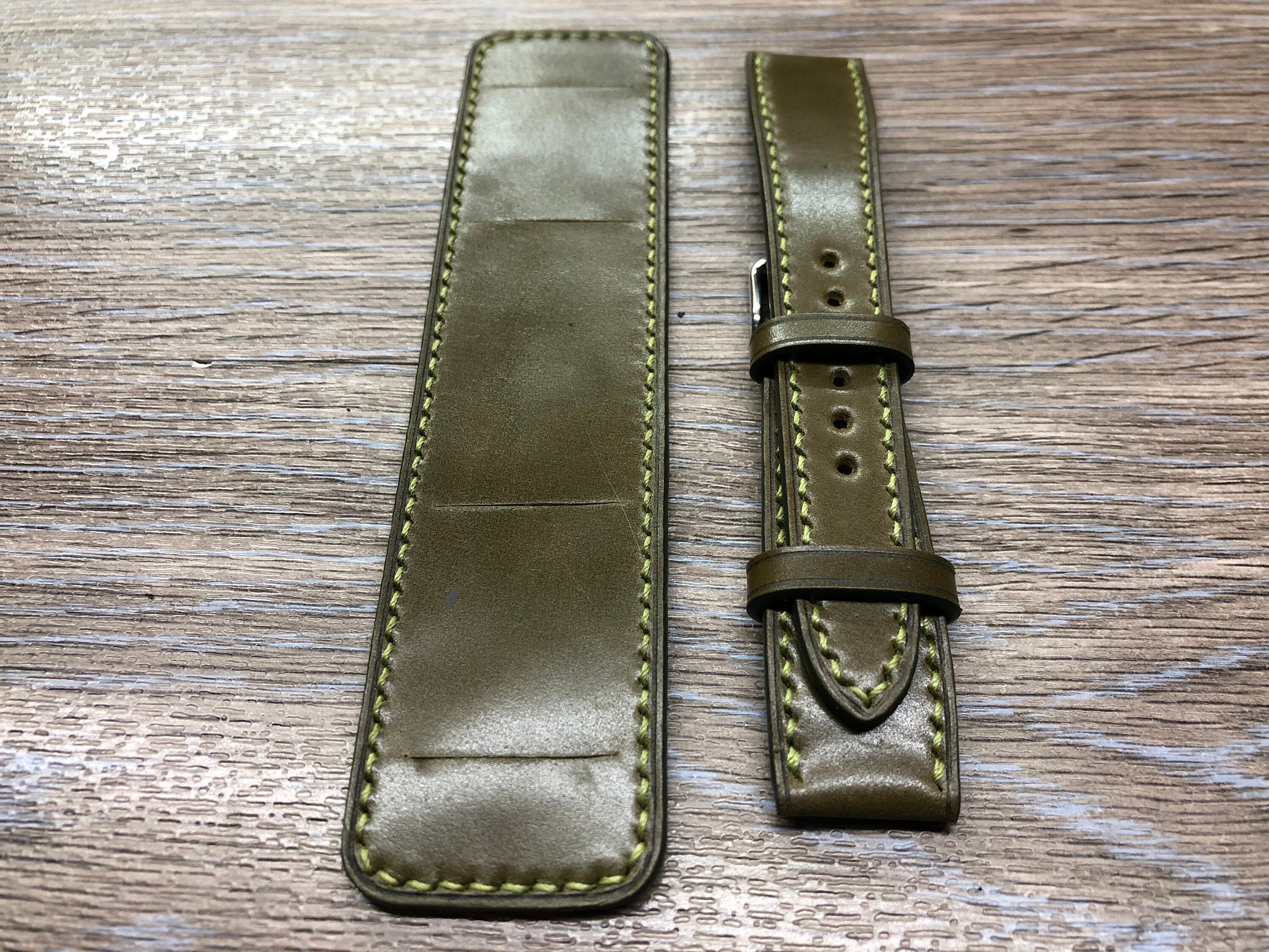 Shell Cordovan Leather Watch Straps Army Green Leather Bund Straps 20mm Watch Strap Personalise Mens Watch Band Full Bund Strap Etsy Singapore