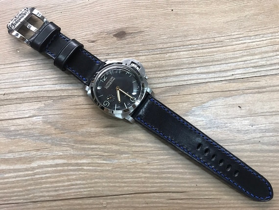 Watch Straps 26mm, Handmade Dark Blue Leather Watch Band 24mm, Watchband, wristwatch band 22mm, Christmas Gift Ideas for him