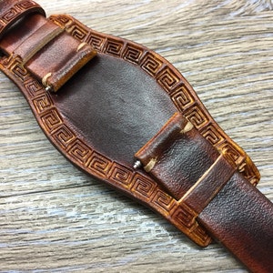 Watch Strap 20mm 19mm 18mm 22mm, Brown Leather Watch Strap Band, Cuff Watch Band, Full Bund straps, Handmade Leather Craving Watch Strap image 7