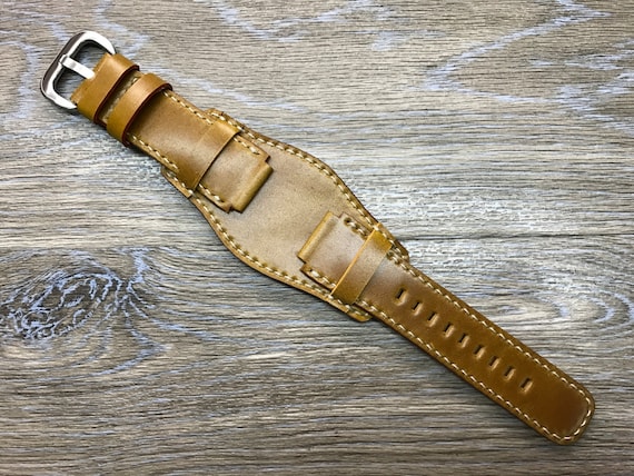 Horween Shell Cordovan cuff strap | Leather Cuff watch band | Leather Cuff watch Strap for new  Deepsea or watch in 21mm lug width