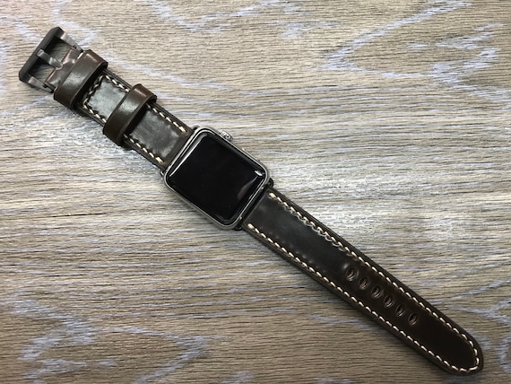 Apple Watch Band, Apple Watch Strap, Horween Shell Cordovan, DK Cognac, leather watch band, Apple Watch 38mm, 42mm, Series 3, FREE SHIPPING