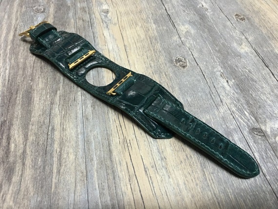 Apple Watch Band, Apple Watch Strap, leather watch band, Green, Cuff Watch Band, iwatch, Full bund strap, Cuff Watch Strap, Apple Watch 42mm