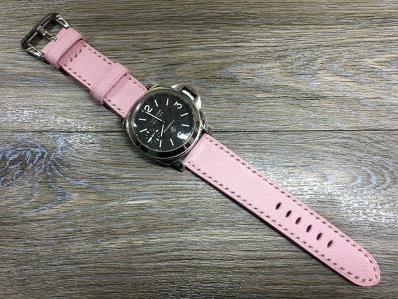 Watch Strap 24mm, Pink Watchband, Leather Watch Straps 26mm, Wristwatch Band Replacement, Quick Release Durable Handmade Watchstrap