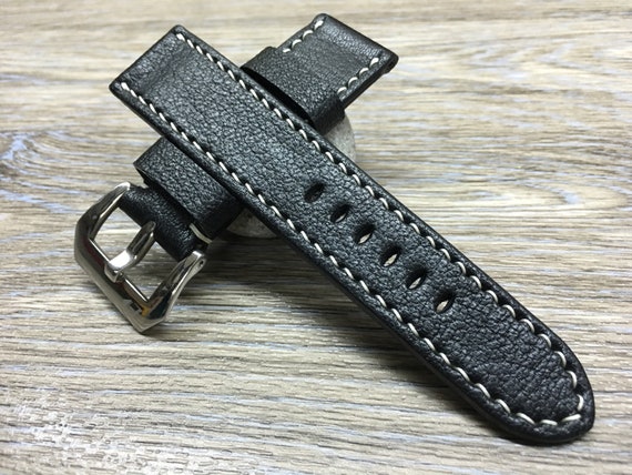 Leather watch band, leather watch strap, 24mm watch strap, Black watch band, 24mm watch band, 26mm strap, watch band, FREE SHIPPING