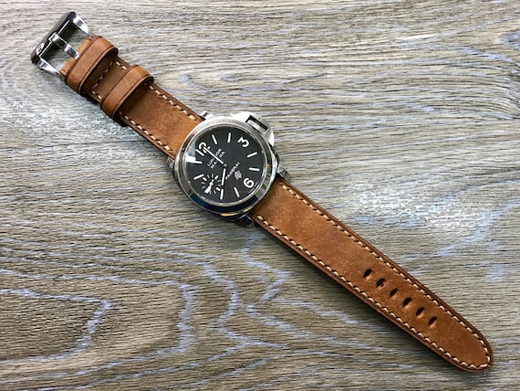 Brown Leather Watch Strap Carved, Leather Watch Strap for Men, Genuine Leather Watch Strap Custom, Personalized Watch Strap Gift for Him