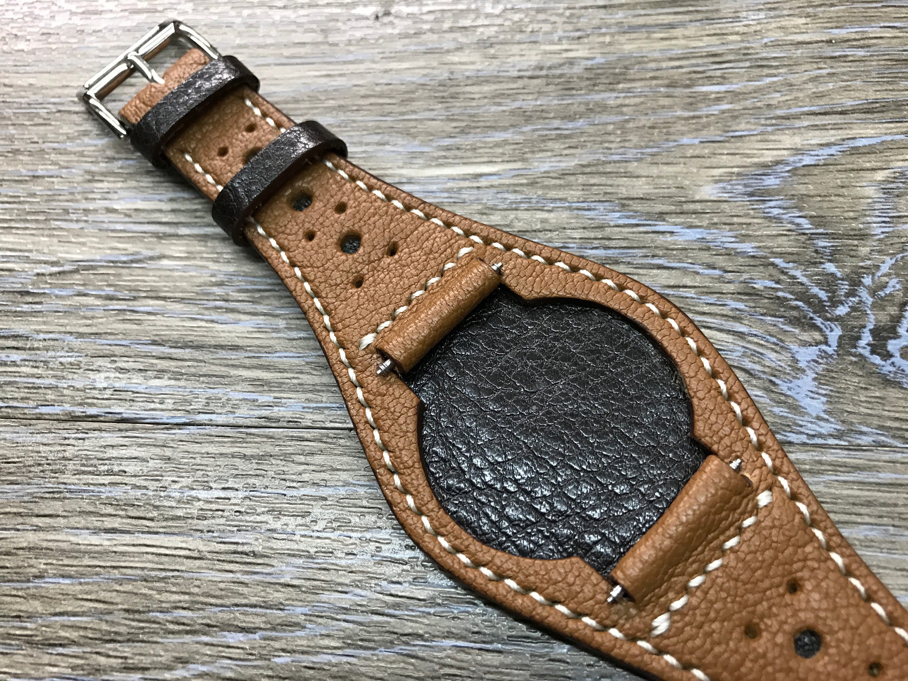 Handmade Leather watch band, Full bund strap, Leather Cuff watch Strap ...