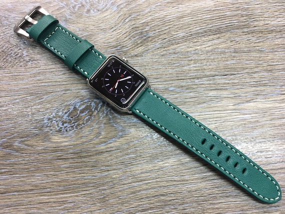 Dark Green Apple Watch Band, iWatch Band Ultra 49mm 45mm, Smartwatch Band, Leather Watch Straps 44mm, Valentines Day Gift Ideas, Garmin Band