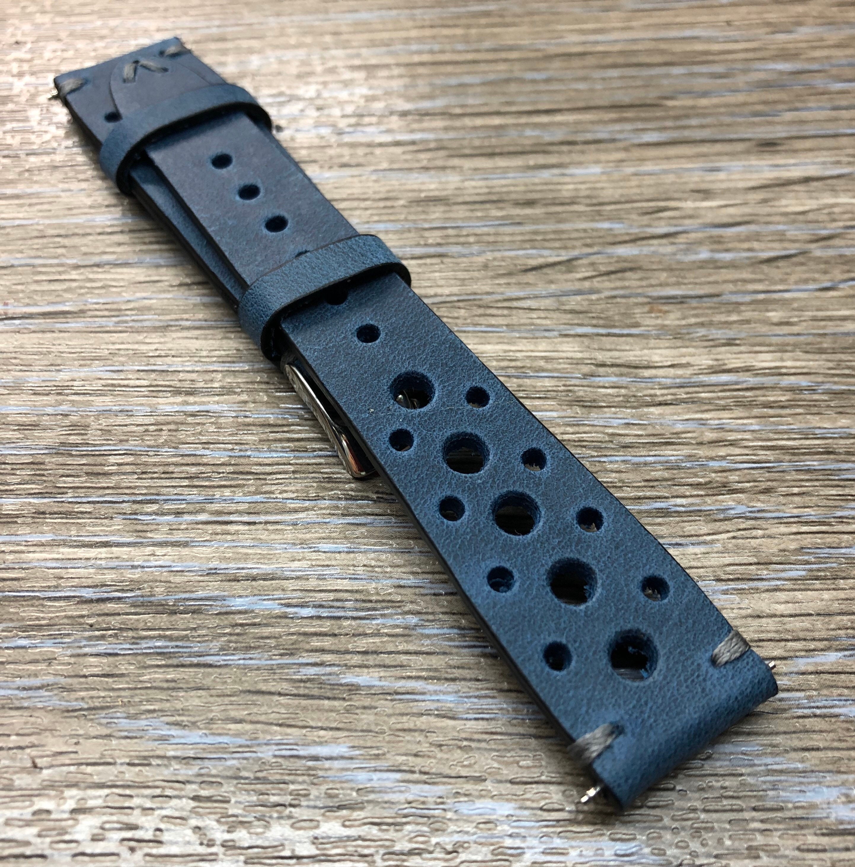 Steel Rally Watch Strap Rally Watch strap Leather watch band Blue watch band Racing | Etsy