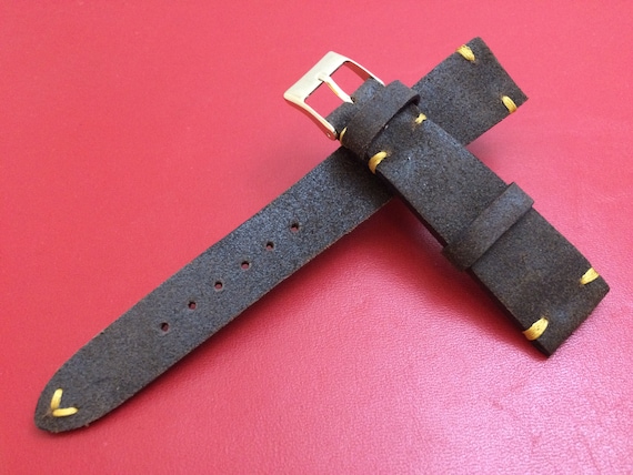 Leather watch band, Nubuck watch strap, Leather watch strap, Nubuck watch band, 19mm, 20mm strap, Brown, 16mm buckle, FREE SHIPPING