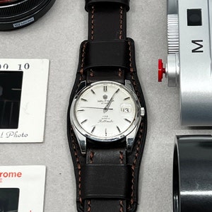 Leather Bund Strap, Bund Watch Band 18mm 19mm 20mm, Leather Watch Strap, Brown Cuff Watch Band, Wrist Watch Band, Birthday Gift Ideas