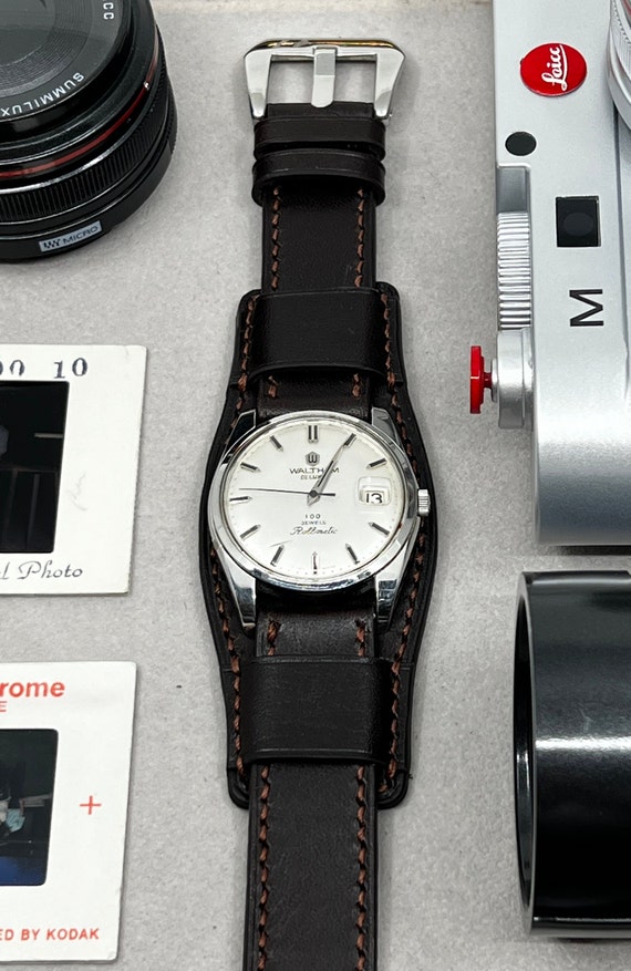 Leather Bund Strap, Bund Watch Band 18mm 19mm 20mm, Leather Watch Strap, Brown Cuff Watch Band, Wrist Watch Band, Birthday Gift Ideas