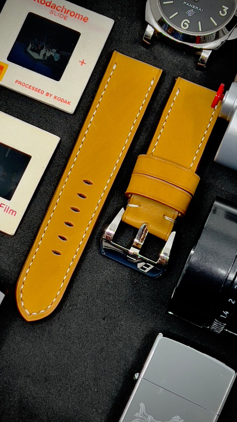 Leather Watch Strap 24mm 26mm 28mm Handmade Watch Band in image 4
