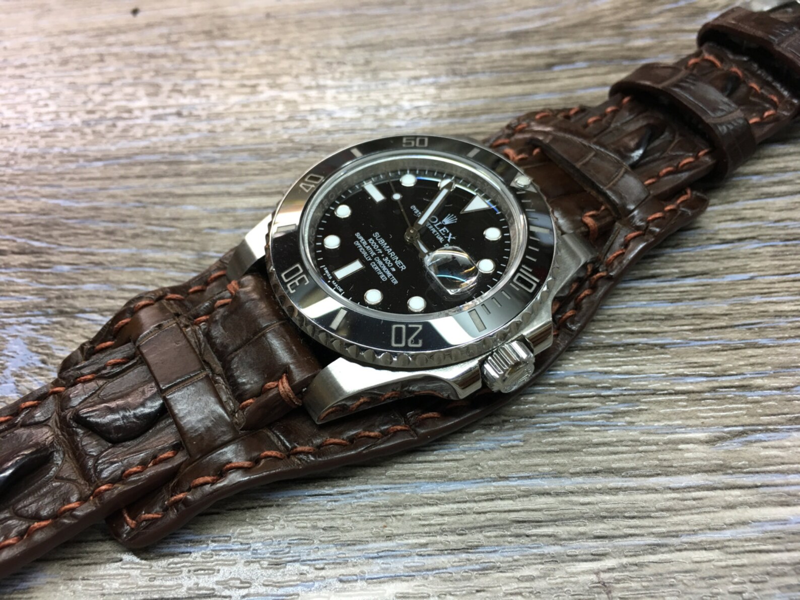 Wholesale Amazing Brown Leather 13 mm Replacement Watch Band STTB030_K0041448
