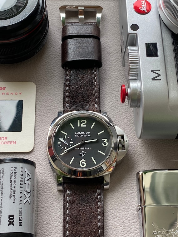 Genuine Leather Watch Strap 24mm Mens Bracelet De Montre En Cuir