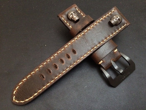 24mm straps, Handmade vintage Brown leather watch band, real leather watch strap, watch strap 24mm, 26mm, Light Brown stitching